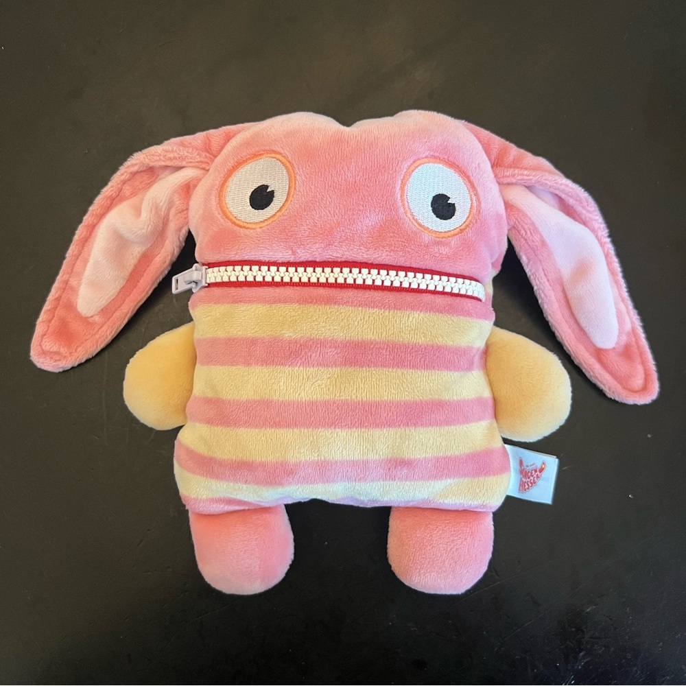 Pomm Worry Eater Plushie - Pink and Yellow with Zipper